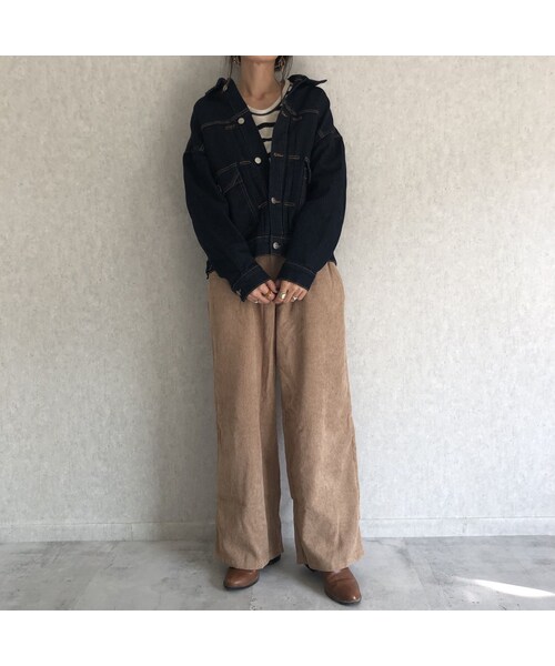 copine(コピン)の「ベルト取り外し可能!ハイライズタック入りソフトコーデュロイワイドパンツ(その他パンツ・レディース・その他)」の11枚目の写真