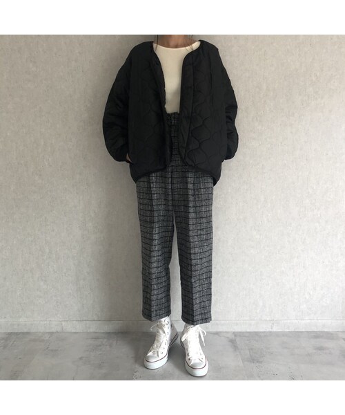 copine（コピン）の「あったか素材！ウエストゴムチェック柄タックパンツ【クリックポスト対象商品】（その他パンツ・レディース・その他）」の3枚目の写真