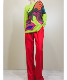 USED | HIROKO KOSHINO lime green butterfly knit-1534-11(ニット/セーター)