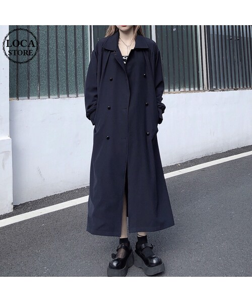 No Brand ノーブランド の ロングコート ベルト付き ダブルブレスト 韓国ファッション レディース トレンチコート 長袖 ゆったり 大人カジュアル 大人可愛い ガーリー Dtc トレンチコート Wear