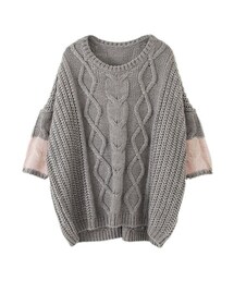 KBF | 安哥拉山羊毛袖麻花針織衫(ニット/セーター)