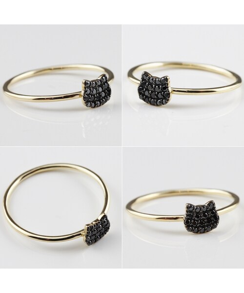 pinacoteca(ピナコテーカ)の「ピナコテーカ 744 ブラック キャット フェイス パヴェ ダイヤモンド リング ピンキーリング(リング・レディース・ゴールド・マイナス5号から13号)」の3枚目の写真