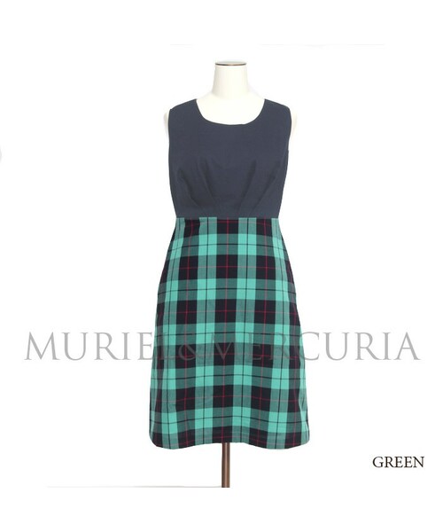MURIEL&MERCURIA（マリエルアンドマキュリア）の「タータンチェックワンピース（ワンピース・レディース・RED/GREEN・36/38）」の2枚目の写真