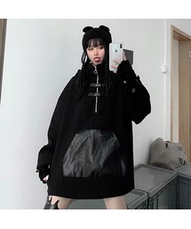 NOCONTENT ドット半袖ジップパーカー｜韓国ファッション 韓国ブランド NOCONTENT ドット半袖ジップパーカー｜韓国ファッション 韓国ブランド