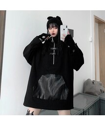 no brand（ノーブランド）の「耳付き パーカー ハーフジップ
