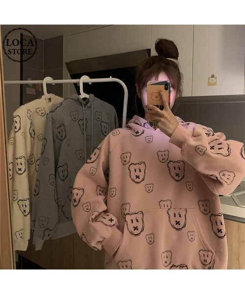 No Brand ノーブランド の パーカー クマちゃん プラスベルベット プルオーバー 韓国ファッション レディース ルーズ ゆったり カジュアル ストリート系 Dtc パーカー Wear No Brand ノーブランド の パーカー クマちゃん プラスベルベット プルオーバー 韓国ファッション レディース ルーズ ゆったり カジュアル ストリート系 Dtc パーカー Wear