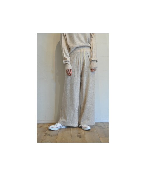 FLAG by ALEXIA STAM(フラッグバイアリシアスタン)の「ネップヤーンルーズパンツ(その他パンツ・レディース・ホワイト/グリーン・one)」の1枚目の写真