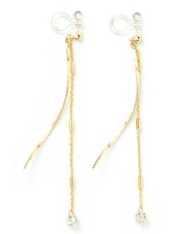 GRL | カーブスティックチェーンストーンイヤリング(イヤリング)