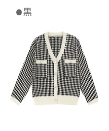 Bobon21 | 大人ガーリーチェック柄ニットカーディガン-全２色-(カーディガン/ボレロ)