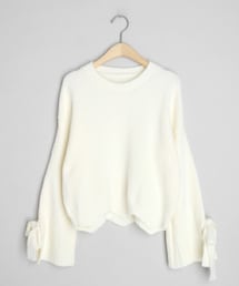 DHOLIC | ジグザグへムリボンニット(ニット/セーター)