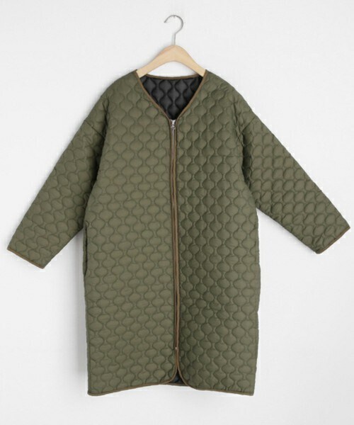 DHOLIC（ディーホリック）の「キルティングジップアップコート（ダウンジャケット/コート・レディース・ベージュ/カーキ/ブラウン/ブラック・ONESIZE）」の4枚目の写真