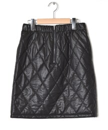 w closet（ダブルクローゼット）の「エコレザーひし形キルトミニスカート（スカート）」