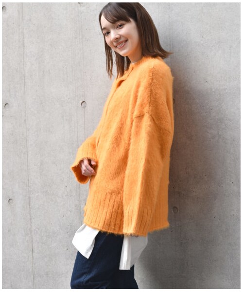 w closet(ダブルクローゼット)の「3G起毛加工カーディガン(トップス・レディース・オフホワイト/オレンジ/サックス・FREE/M/L)」の15枚目の写真