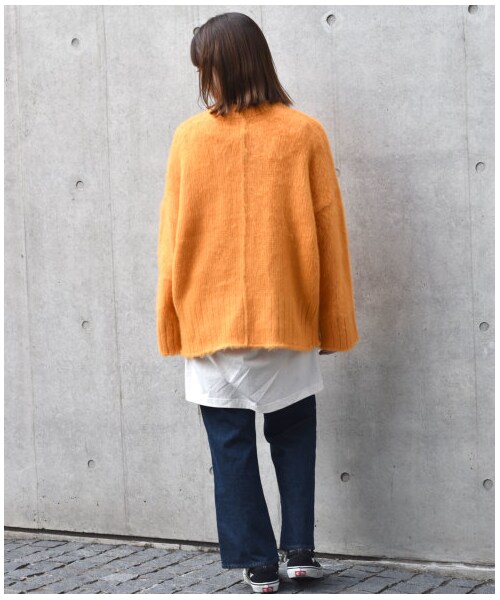 w closet(ダブルクローゼット)の「3G起毛加工カーディガン(トップス・レディース・オフホワイト/オレンジ/サックス・FREE/M/L)」の20枚目の写真