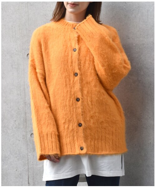 w closet(ダブルクローゼット)の「3G起毛加工カーディガン(トップス・レディース・オフホワイト/オレンジ/サックス・FREE/M/L)」の18枚目の写真
