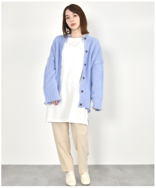 w closet(ダブルクローゼット)の「3G起毛加工カーディガン(トップス・レディース・オフホワイト/オレンジ/サックス・FREE/M/L)」の21枚目の写真