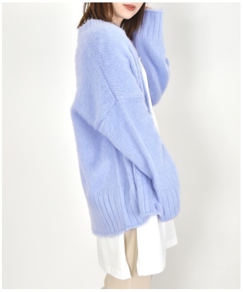 w closet(ダブルクローゼット)の「3G起毛加工カーディガン(トップス・レディース・オフホワイト/オレンジ/サックス・FREE/M/L)」の22枚目の写真