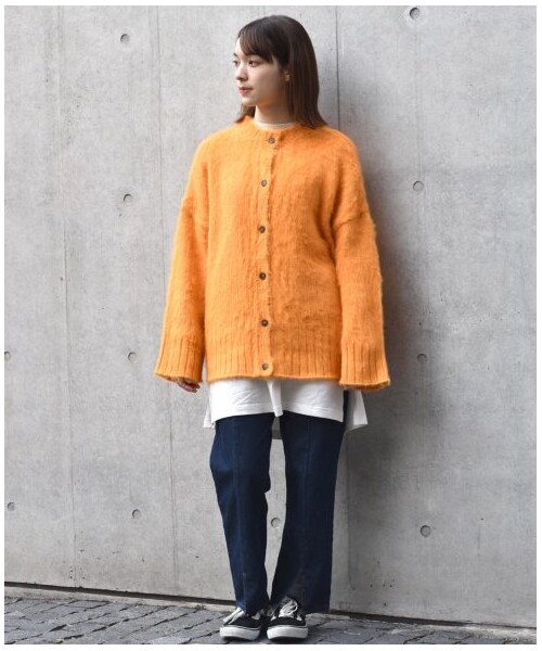 w closet(ダブルクローゼット)の「3G起毛加工カーディガン(トップス・レディース・オフホワイト/オレンジ/サックス・FREE/M/L)」の14枚目の写真