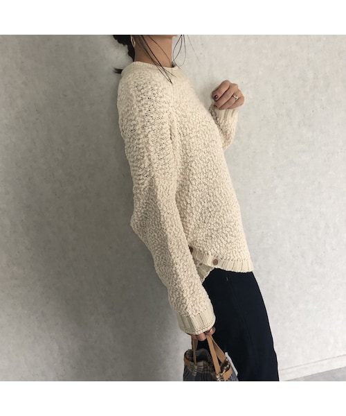 copine（コピン）の「12月2日再入荷!ふわっとした柔らかな肌触り！サイドボタンデザインラウンドヘムゆるニット(2color)（ニット/セーター・レディース・その他）」の12枚目の写真