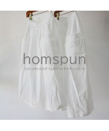 homspun オックス　ダブルポケットギャザースカート　ネイビー　サイズ s homspun(ホームスパン) オックス ダブルポケットギャザー