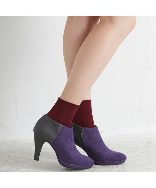 ORiental TRaffic(オリエンタルトラフィック)の「バイカラーショートブーツ(シューズ・レディース・ブラック/パープル/レッド・S/M/L/LL)」の10枚目の写真