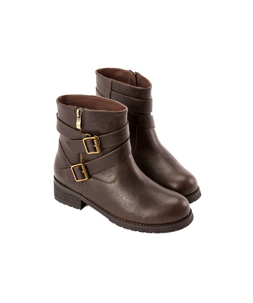 gracegift（グレースギフト）の「層次感金釦皮帶工程短靴（シューズ・レディース・黑/咖/棕・35/36/37/38/39/40/41）」の15枚目の写真