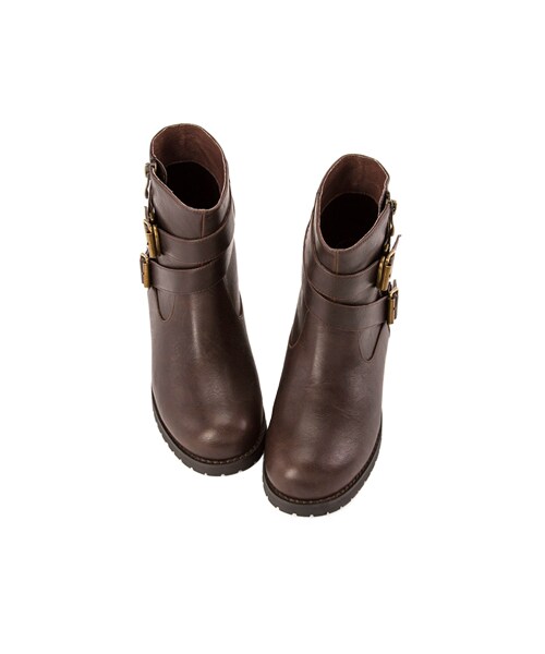 gracegift（グレースギフト）の「層次感金釦皮帶工程短靴（シューズ・レディース・黑/咖/棕・35/36/37/38/39/40/41）」の14枚目の写真