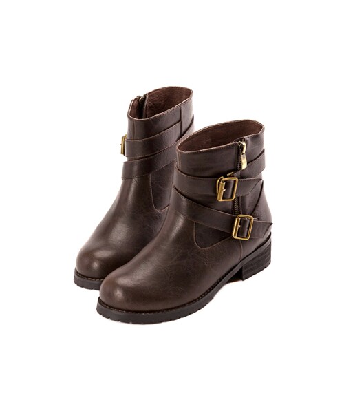 gracegift（グレースギフト）の「層次感金釦皮帶工程短靴（シューズ・レディース・黑/咖/棕・35/36/37/38/39/40/41）」の12枚目の写真