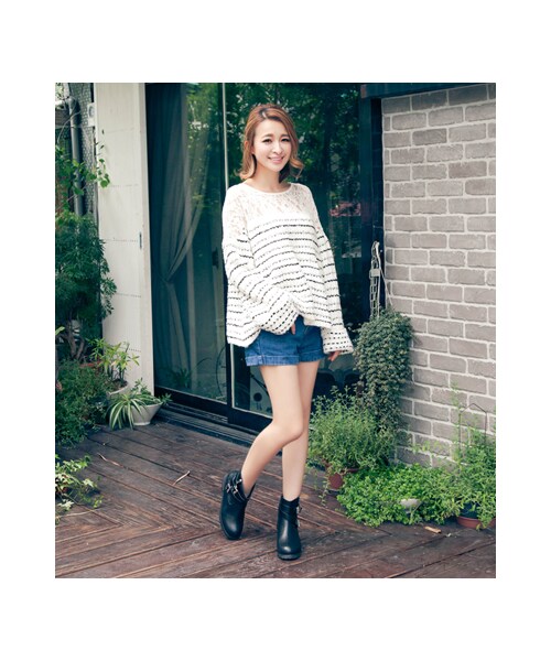 gracegift（グレースギフト）の「層次感金釦皮帶工程短靴（シューズ・レディース・黑/咖/棕・35/36/37/38/39/40/41）」の6枚目の写真