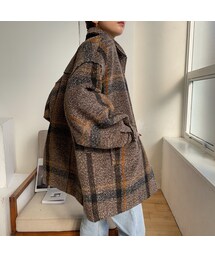 【nokcha original】2way quilting liner check coat_no0124