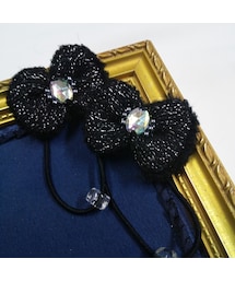 Handmade（ハンドメイド）の「ラメボアリボンヘアゴム（ヘアゴム・キッズ）」