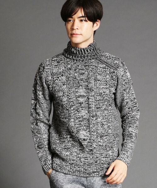 HIDEAWAYS NICOLE（ハイダウェイニコル）の「肩ファスナ－タ－トルネックニット（ニット/セーター・メンズ・レッド/ホワイト/グレー/ブラック/その他・46(M)）」の3枚目の写真