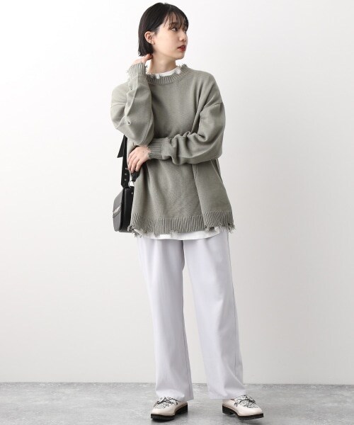 PAGEBOY（ページボーイ）の「【WEB先行予約】チンツハイウエストタックパンツ（パンツ・レディース・ブラック/グレージュ/アイスブルー・F）」の5枚目の写真