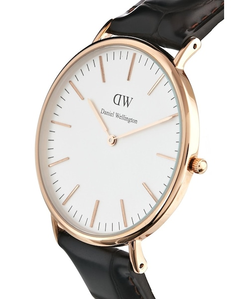 Daniel Wellington(ダニエルウェリントン)の「Daniel Wellington York Rose Gold Brown Leather Strap Watch(アナログ腕時計・メンズ・brown)」の2枚目の写真