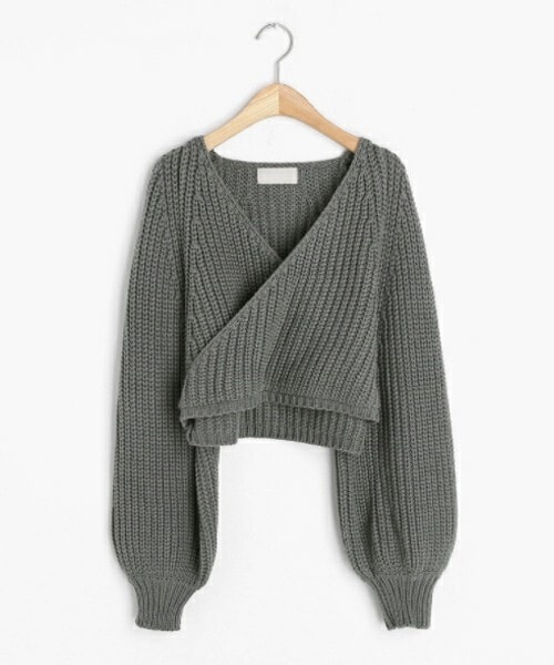 DHOLIC（ディーホリック）の「カシュクールニット（ニット/セーター・レディース・ホワイト/グレー/グリーン/ブラック/ブラウン・ONESIZE）」の3枚目の写真