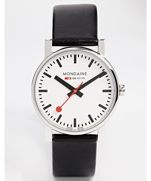 MONDAINE（モンディーン）の「Mondaine Quartz Evo Leather Strap Watch（アナログ腕時計・メンズ・black）」の3枚目の写真