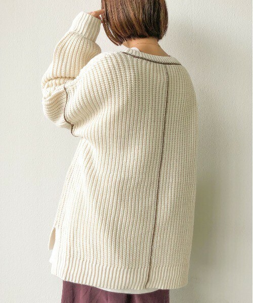 Auntie Rosa Holiday（アンティローザホリデー）の「配色リンキングPO（ニット/セーター・レディース・ブラック/ブラウン/ベージュ/ブルー・FREE）」の3枚目の写真