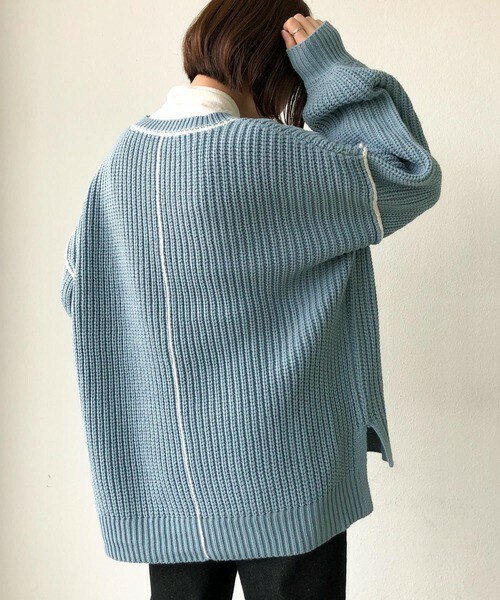 Auntie Rosa Holiday（アンティローザホリデー）の「配色リンキングPO（ニット/セーター・レディース・ブラック/ブラウン/ベージュ/ブルー・FREE）」の4枚目の写真