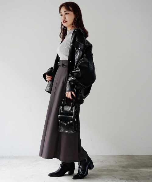 PAGEBOY（ページボーイ）の「【WEB先行予約】シャンブレータックスカート（スカート・レディース・モーヴ・F）」の2枚目の写真