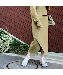 no brand（ノーブランド）の「LONG WRAP SKIRT〈YELLOW〉（ニット/セーター・レディース）」