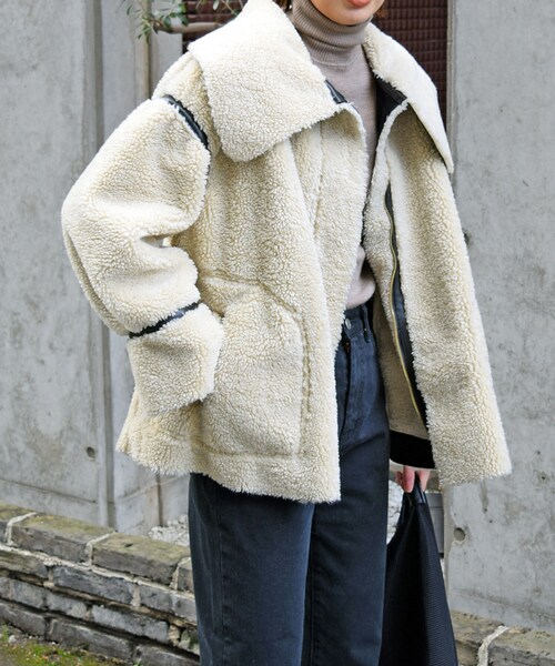 no brand（ノーブランド）の「パイピングボアオーバーJK（ブルゾン・レディース・その他）」の3枚目の写真