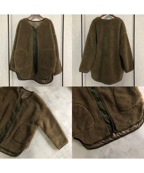copine（コピン）の「12月10日再々入荷！ゆったりオーバーサイズ！コーデュロイ切替デザインノーカラーボアコート（その他アウター・レディース・その他）」の15枚目の写真