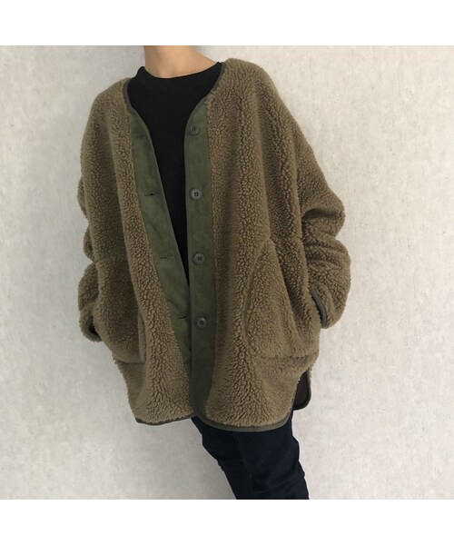 copine（コピン）の「12月10日再々入荷！ゆったりオーバーサイズ！コーデュロイ切替デザインノーカラーボアコート（その他アウター・レディース・その他）」の13枚目の写真
