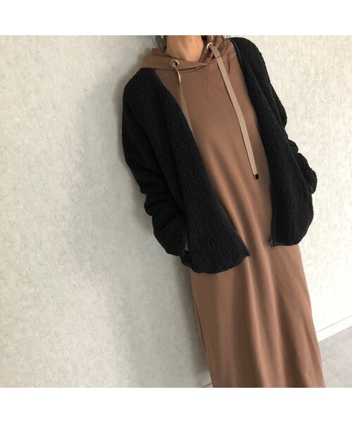 copine（コピン）の「心地いい柔らかな肌触り！ボアノーカラーショートジャケット(2color)（ノーカラージャケット・レディース・その他）」の4枚目の写真