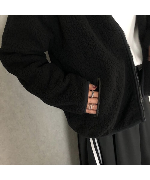 copine（コピン）の「心地いい柔らかな肌触り！ボアノーカラーショートジャケット(2color)（ノーカラージャケット・レディース・その他）」の14枚目の写真