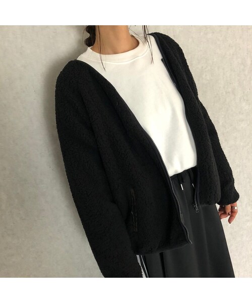 copine（コピン）の「心地いい柔らかな肌触り！ボアノーカラーショートジャケット(2color)（ノーカラージャケット・レディース・その他）」の13枚目の写真