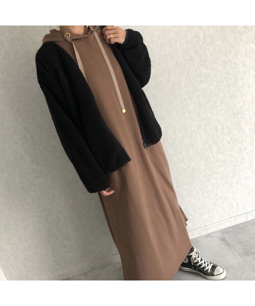 copine（コピン）の「心地いい柔らかな肌触り！ボアノーカラーショートジャケット(2color)（ノーカラージャケット・レディース・その他）」の3枚目の写真