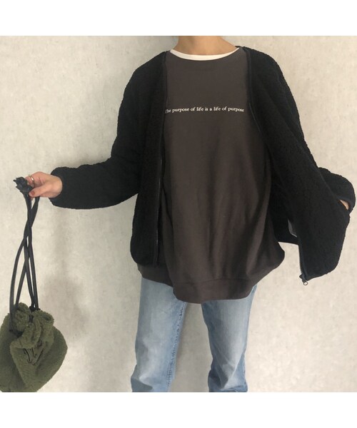 copine（コピン）の「心地いい柔らかな肌触り！ボアノーカラーショートジャケット(2color)（ノーカラージャケット・レディース・その他）」の8枚目の写真