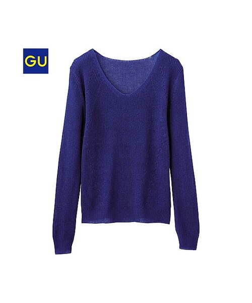 GU(ジーユー)の「(GU)コンパクトセーター(長袖)(WOMEN ⁄ ニット・レディース・BLUE/OFF WHITE/WINE/GRAY/BLACK・L/XL/S/M)」の1枚目の写真