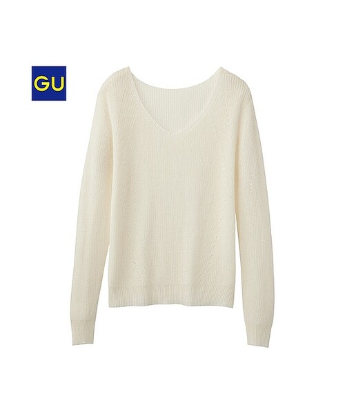 GU(ジーユー)の「(GU)コンパクトセーター(長袖)(WOMEN ⁄ ニット・レディース・BLUE/OFF WHITE/WINE/GRAY/BLACK・L/XL/S/M)」の2枚目の写真
